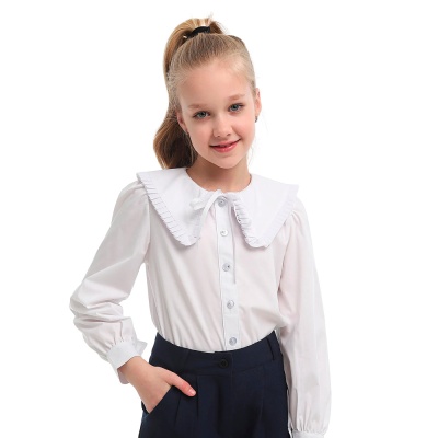 Блузка школьная для девочки Синяя Мода W1503B-G39 белая 1